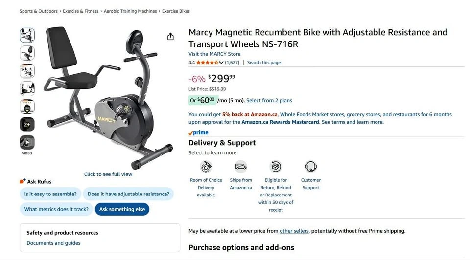 BNIB Marcy Bike with Adjustable Resistance and Transport Wheels