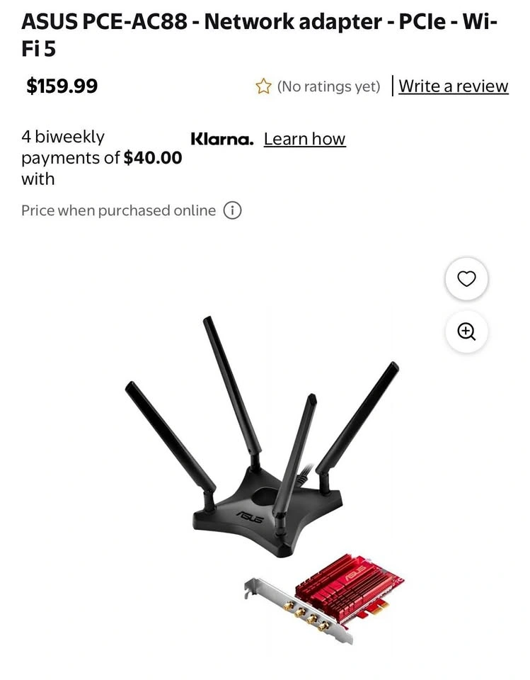 ASUS PCI-express wifi adaptor