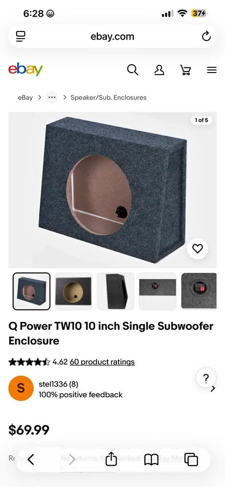 Q Power TW10 10 inch Single Subwoofer Enclosure NEW