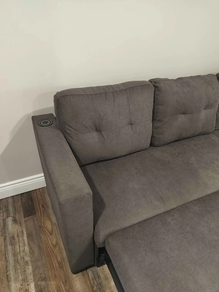 Gray Sectional Sofa Bed w/ Storage & Wireless Charging - photo 2