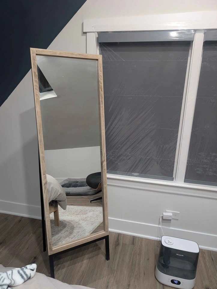 Oak and Metal Modern Floor Mirror Brown - photo 3