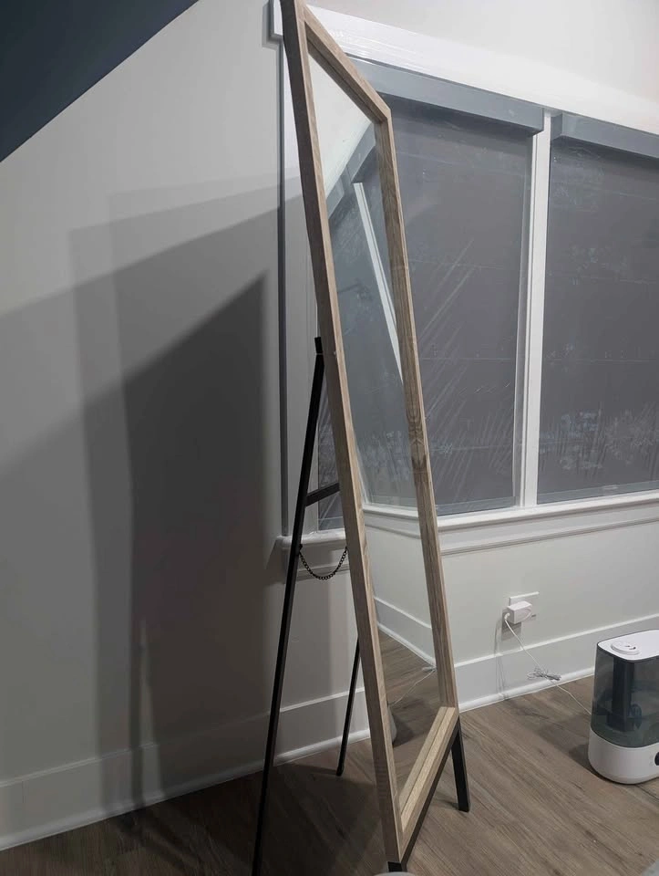 Oak and Metal Modern Floor Mirror Brown - photo 4