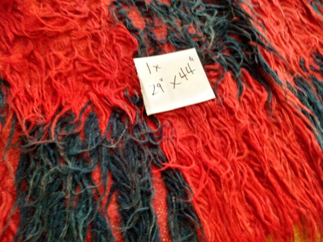 Vintage Flokati Rug Blue Red - photo 2