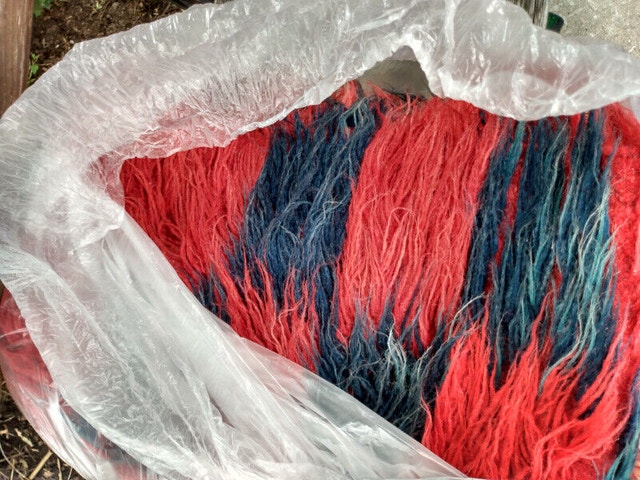 Vintage Flokati Rug Blue Red - photo 3
