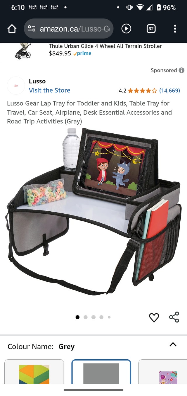 Lusso Gear Kids Travel Tray - Grey - New - photo 5
