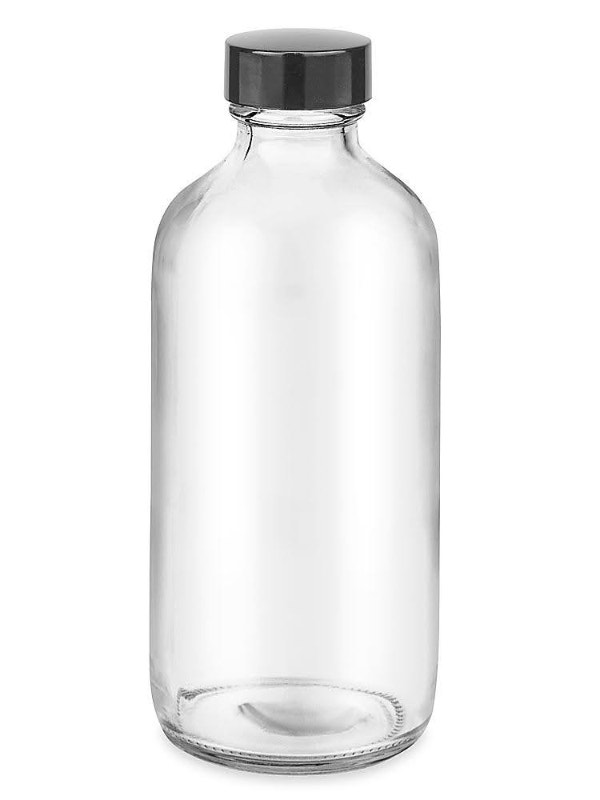 Clear Boston Round Glass Bottles - 8 oz Case of 12
