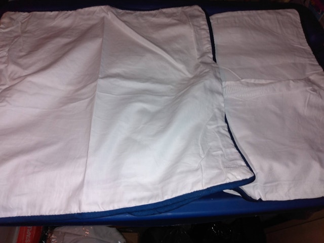 New White Cushion Covers with Blue Piping 16x16