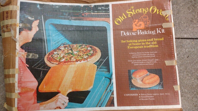 Vintage baking stone and paddle