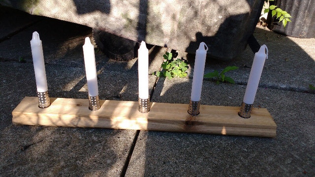 upcycled long tea light or taper candle holder