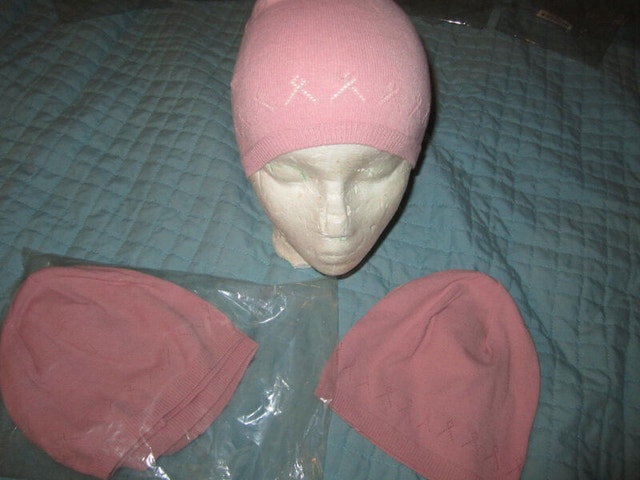 New breast cancer ribbon toques/hats 1 left