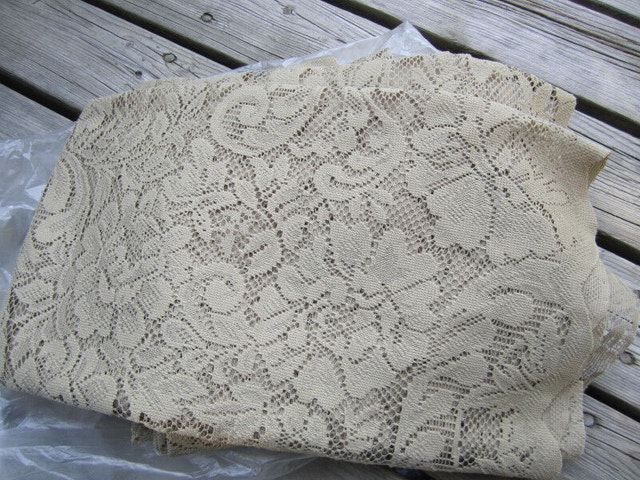 Floral Lace Fabric - Dark Beige/Sand Various End Cuts