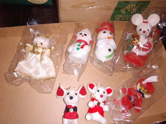 Vintage Flocked Christmas Ornaments