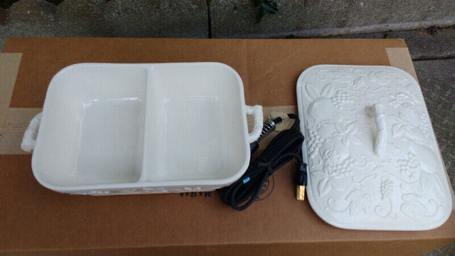 vintage pottery ceramic electrical serving dish white - photo 2