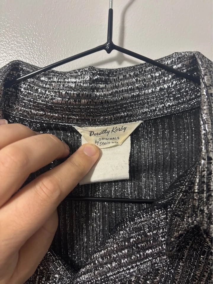 Vintage Dorothy Korby Originals Silver Metallic Button Down Shir - photo 2