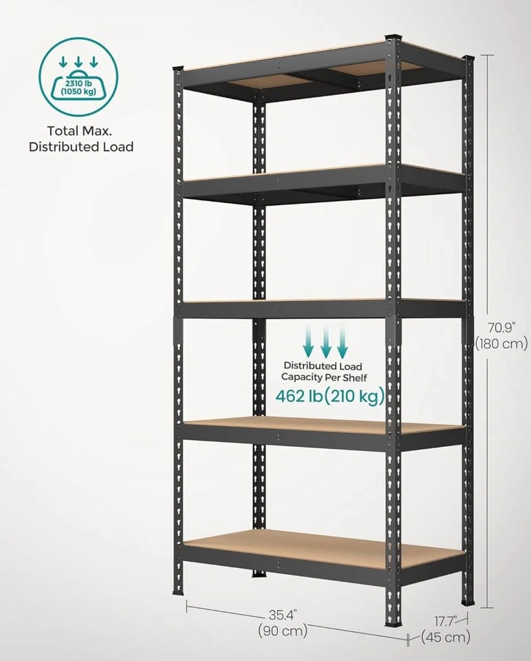 New 4-Tier Storage Shelves, 1050kg Capacity, 45x90x180cm - photo 3
