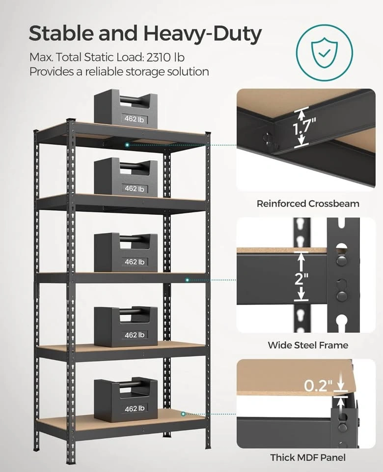 New 4-Tier Storage Shelves, 1050kg Capacity, 45x90x180cm - photo 4