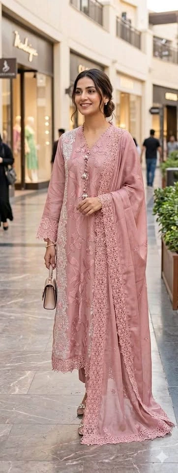 Maria B Inspired 3pcs Chiffon Chickenkari Embroidered Suit