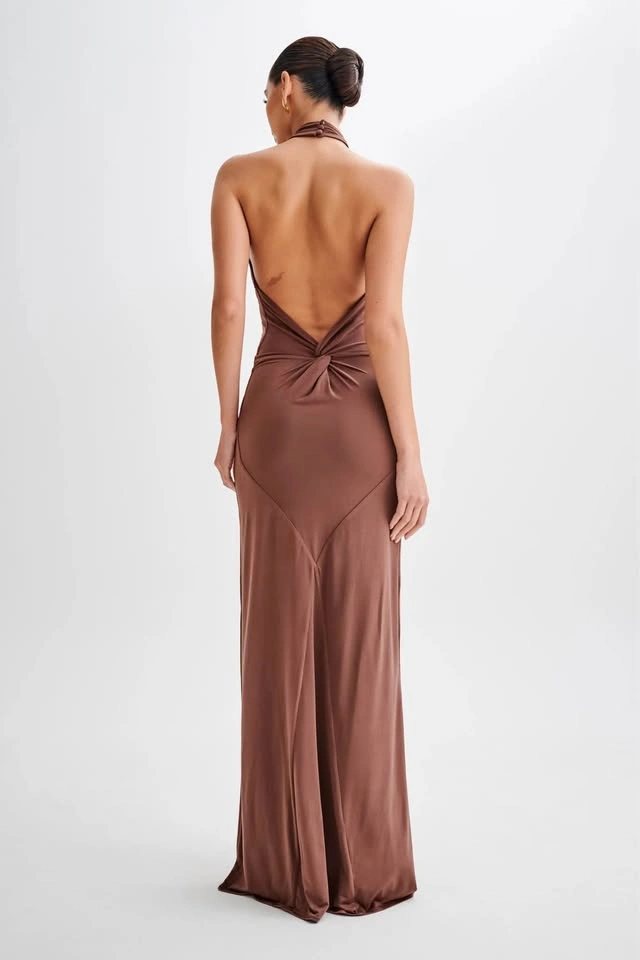 Meshki Brown Halter Neck Maxi Dress - photo 2