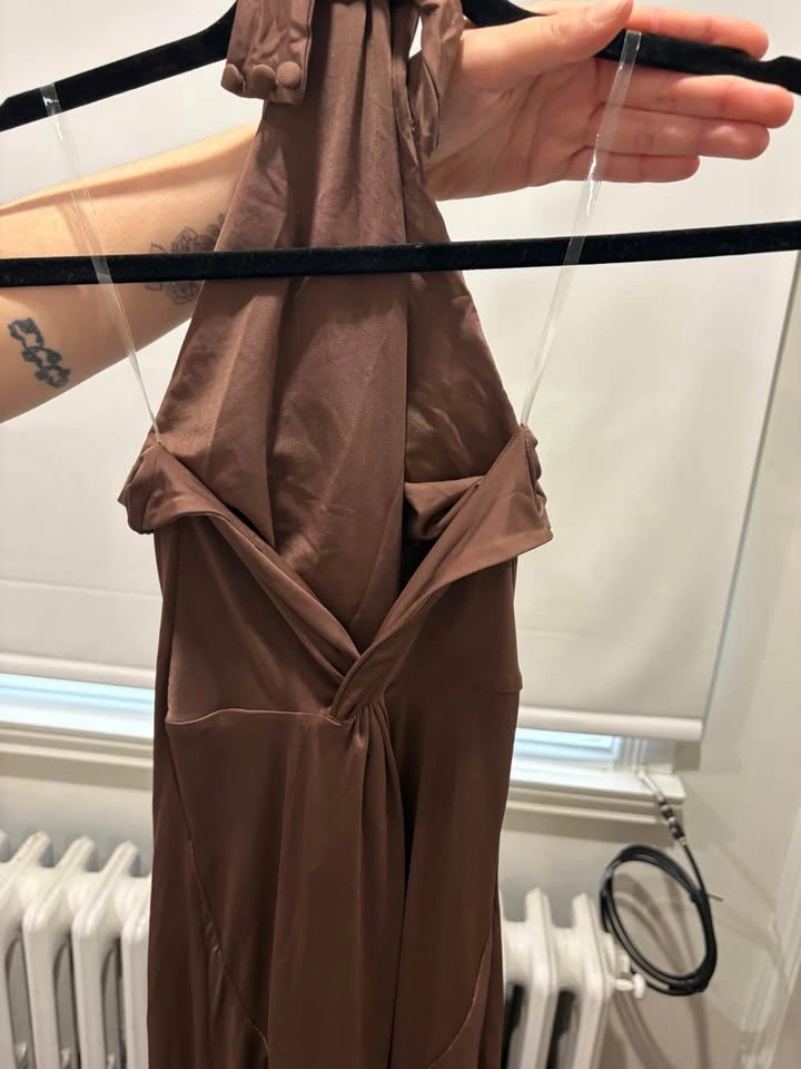 Meshki Brown Halter Neck Maxi Dress - photo 4