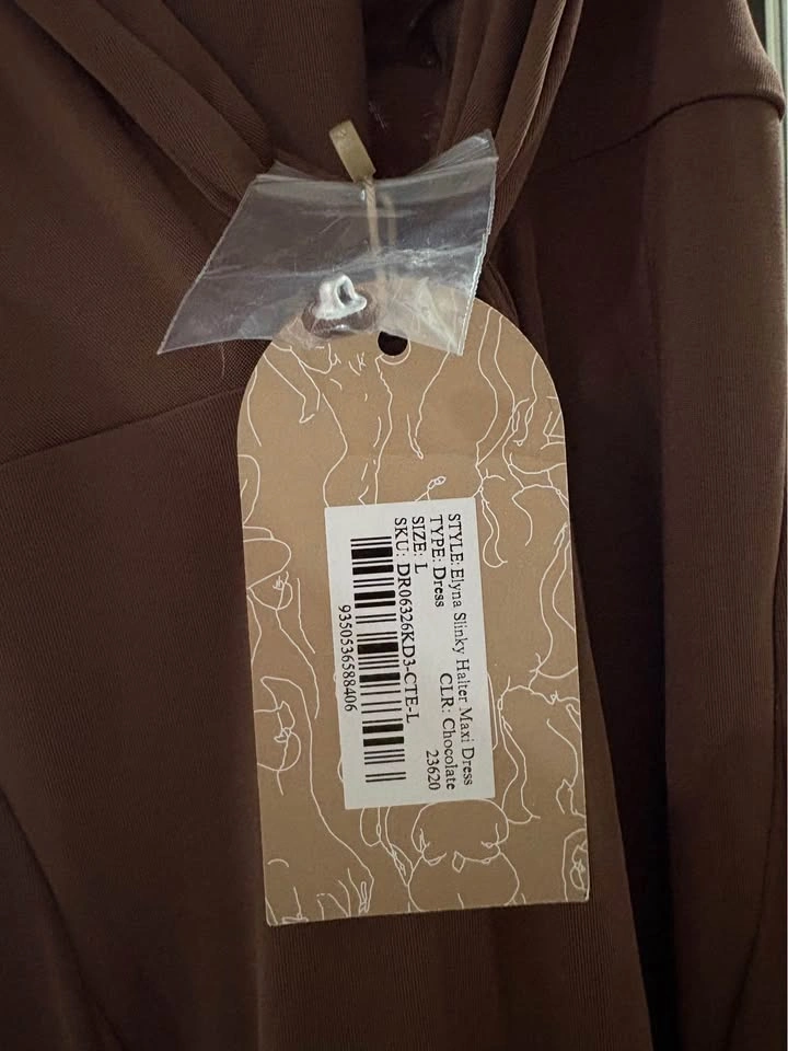 Meshki Brown Halter Neck Maxi Dress - photo 5