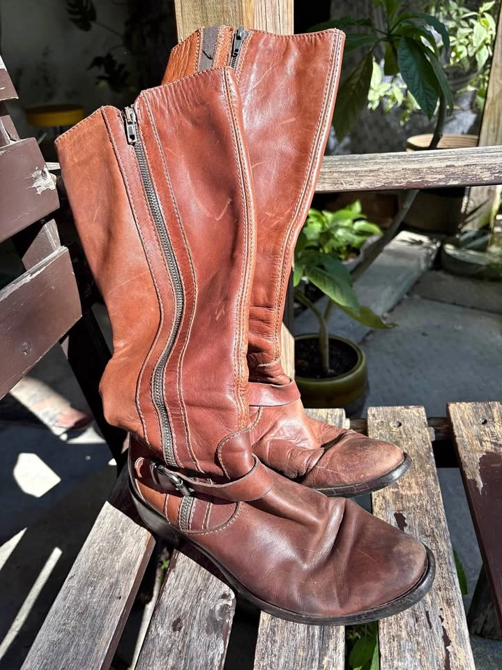 Brown Leather Knee-High Boots