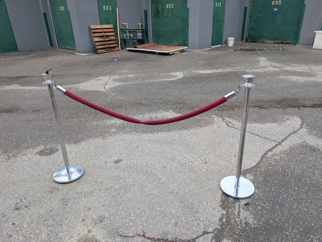 Chrome Queue Stanchions with Red Velvet Rope – Free Delivery