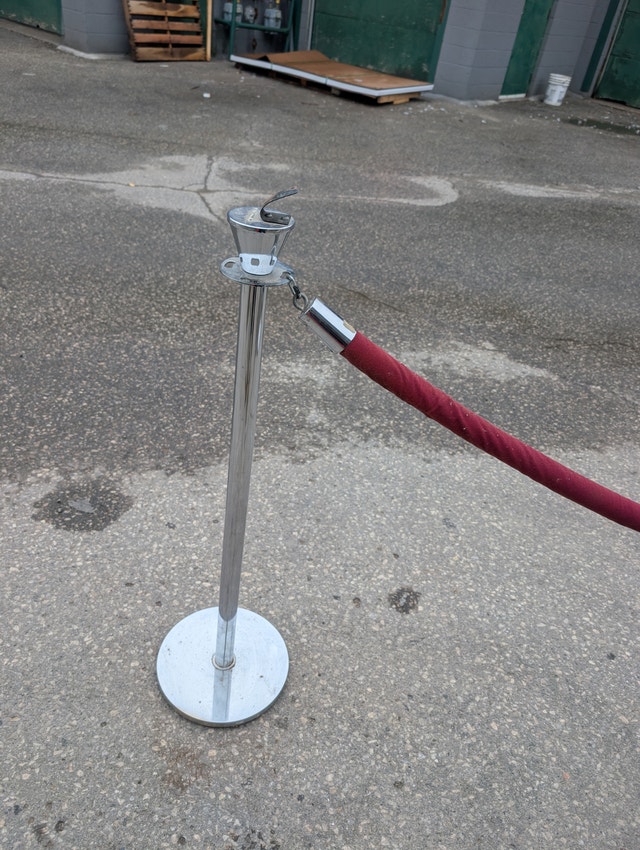 Chrome Queue Stanchions with Red Velvet Rope – Free Delivery - photo 2