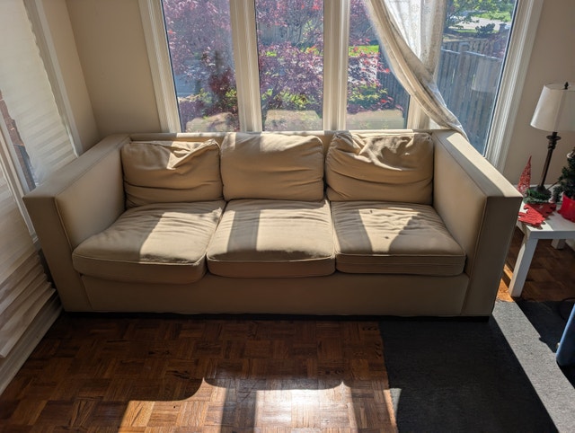 Free delivery - 3-Seat Beige Sofa / Couch - photo 2