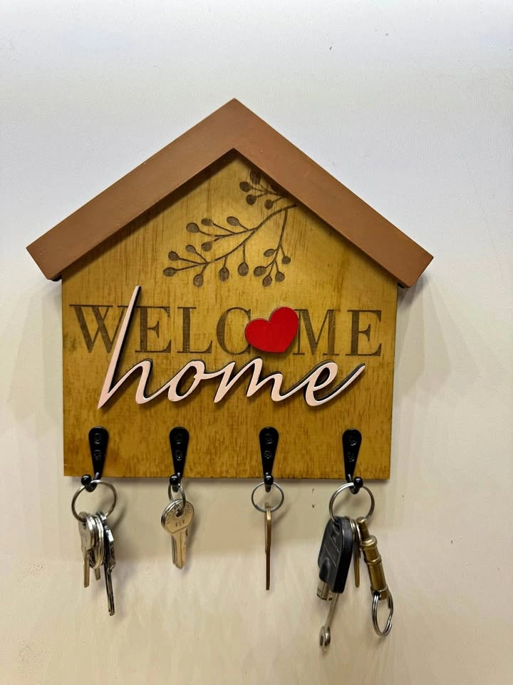 🏡 Welcome Home Key Holder | Handmade 8.5”x8” 🏡