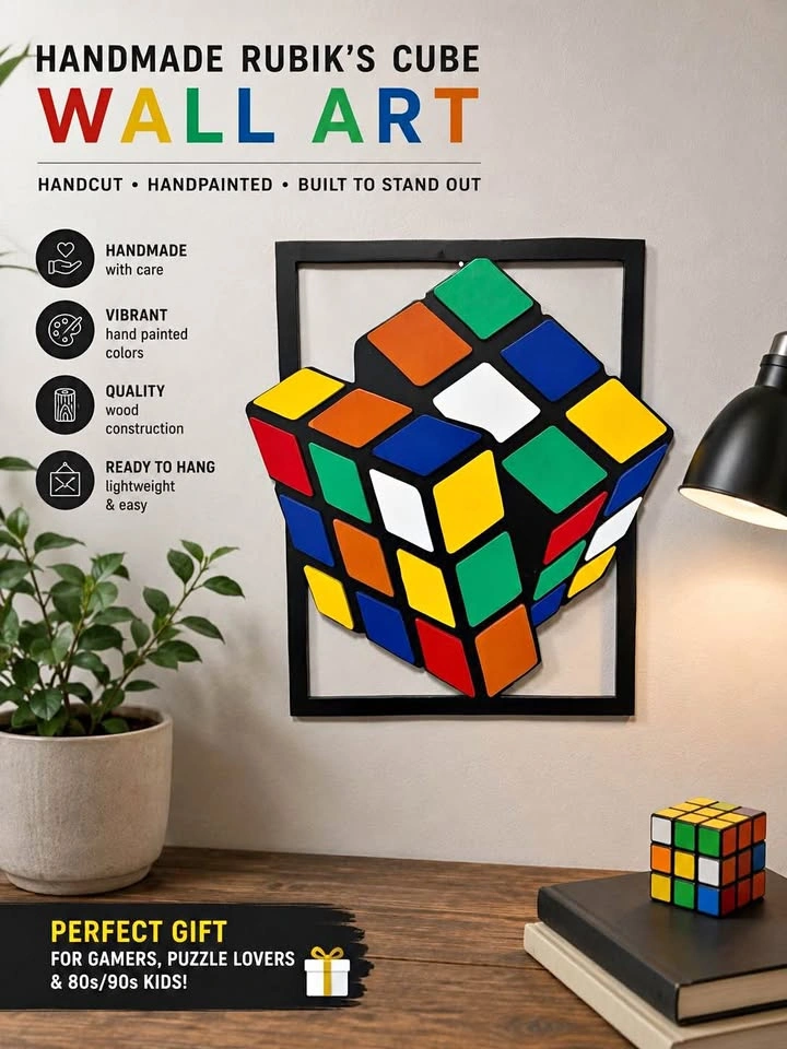 Handmade Rubik’s Cube Wall Art