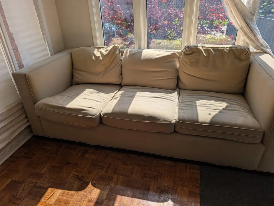 3-Seat Beige Sofa / Couch - photo 4