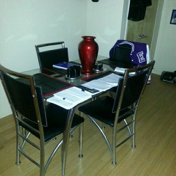 Four seat glass table