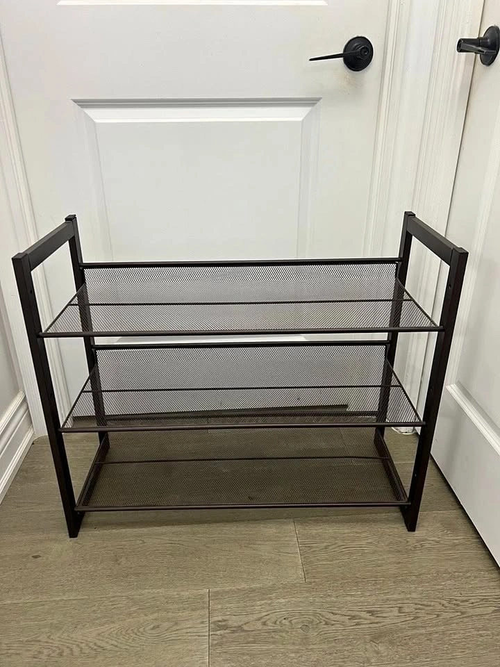 3 Tier Metal Mesh Shoe Rack (29” x 24”)
