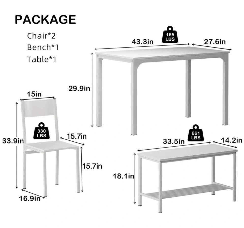 Dining Table (2 chairs and Bench) - photo 5