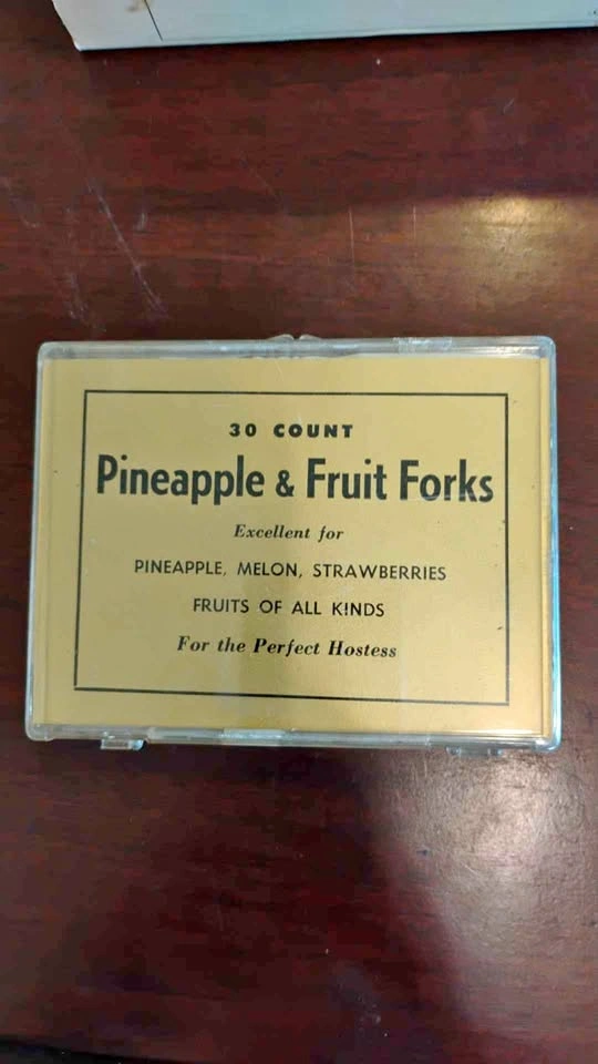 Vintage Set of 30 Beige Plastic Hostess Pineapple & Fruit Forks