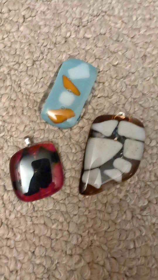 Handmade Fused Glass Pendant Set