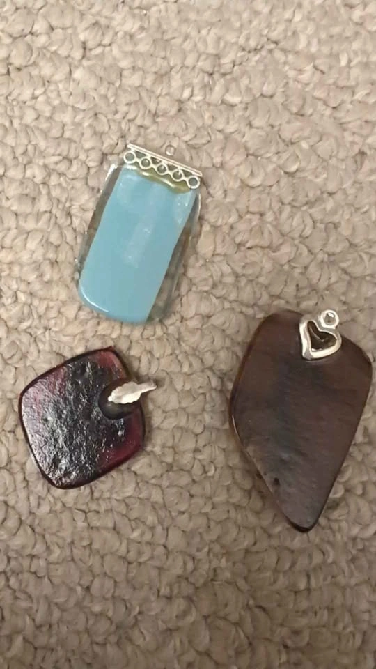 Handmade Fused Glass Pendant Set - photo 2