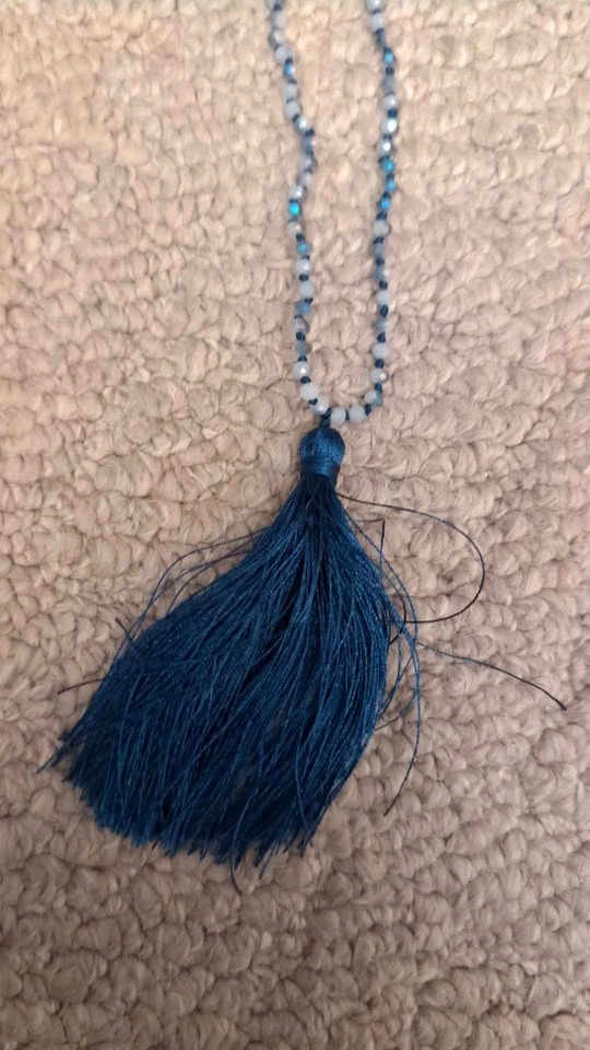 Blue Beaded Tassel Necklace - photo 2