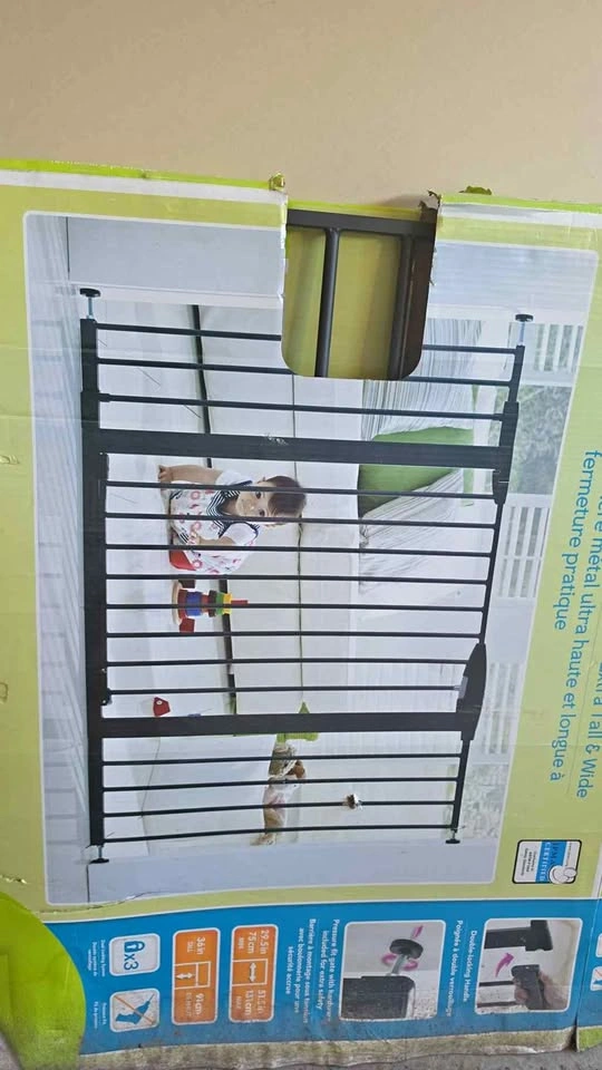Brica Easy-Close Metal Baby Gate Extra Tall & Wide