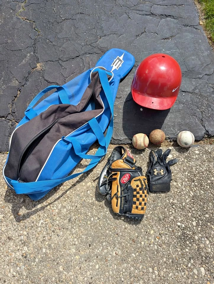 Youth Baseball Bag, Mitt and Helmet