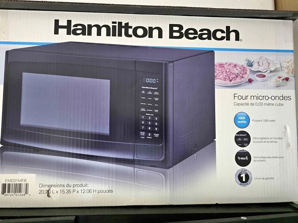 Microwave, Mini fridge and Car cover for sedan