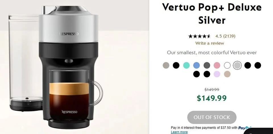 Nespresso Vertuo Pop+ Deluxe Silver coffee machine