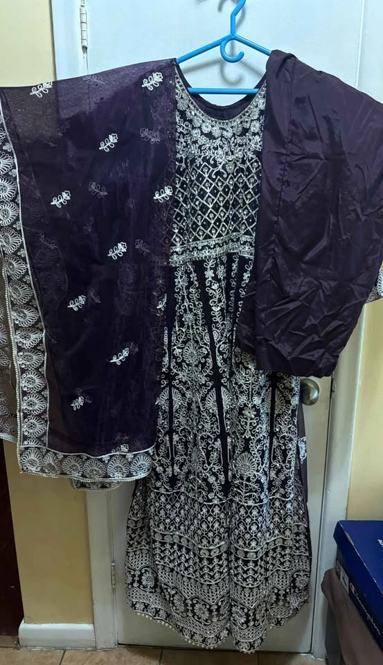 Dark Purple Embroidered Anarkali Suit - photo 3