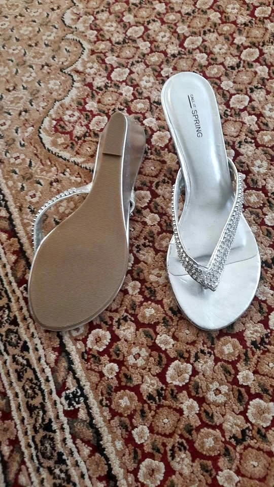 Call It Spring Silver Rhinestone Wedge Sandals