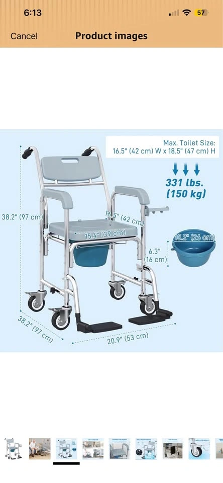 NEVER USED 4-in-1 Shower Commode Chair - $160 OBO - photo 3