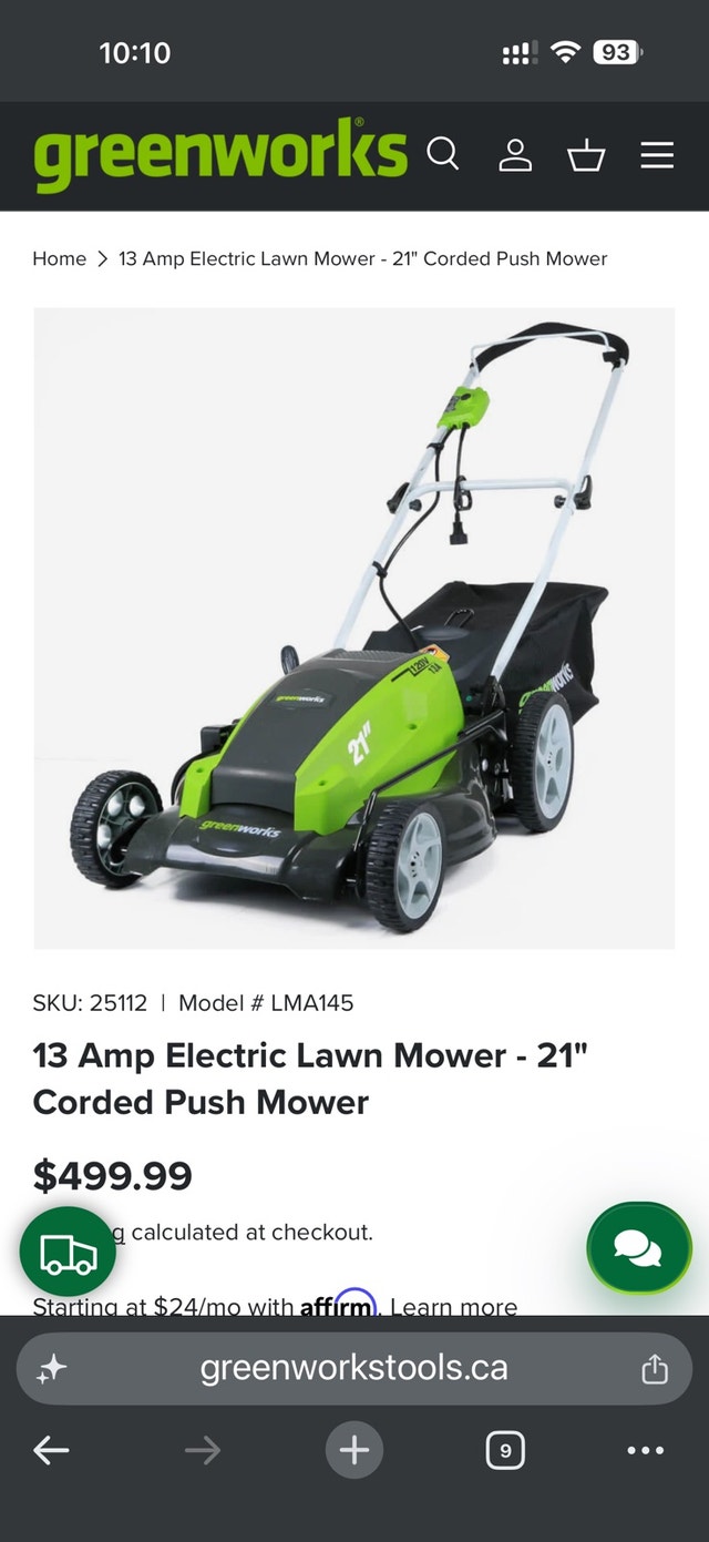Greenworks 13A 21 inch Lawn Mower