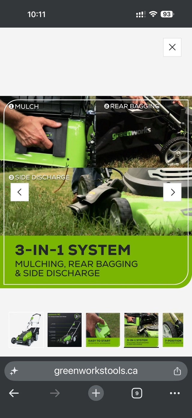 Greenworks 13A 21 inch Lawn Mower - photo 3