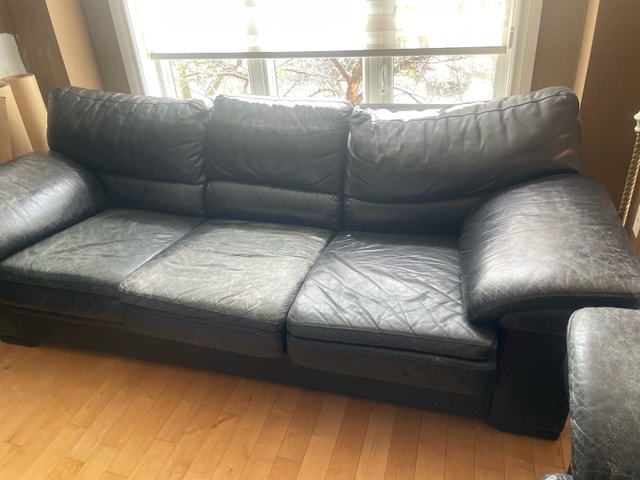 Black Leather Sofa - photo 2