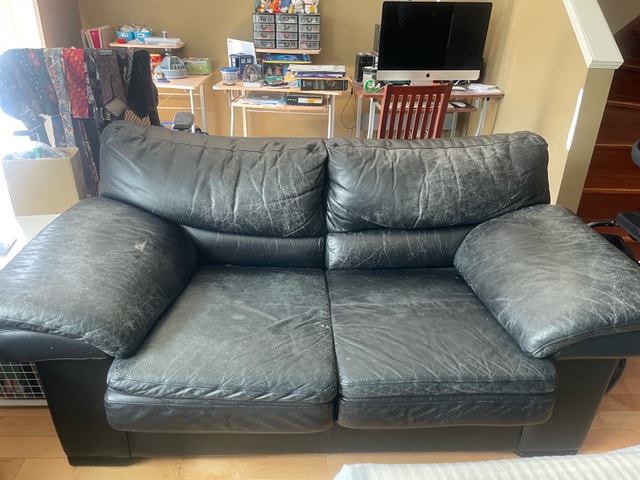 Black Leather Sofa - photo 3