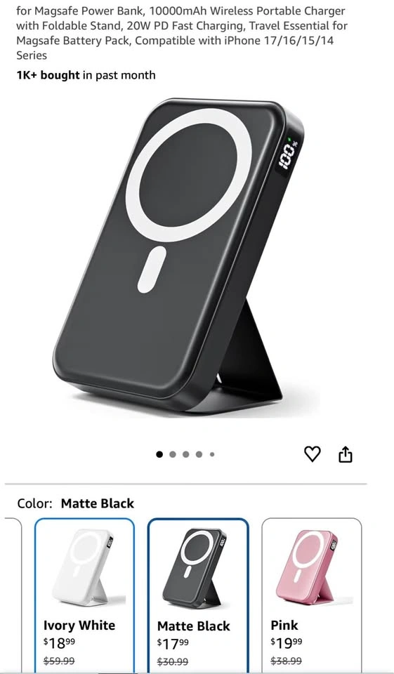 10000mAh 20W Magsafe Power Bank with Foldable Stand